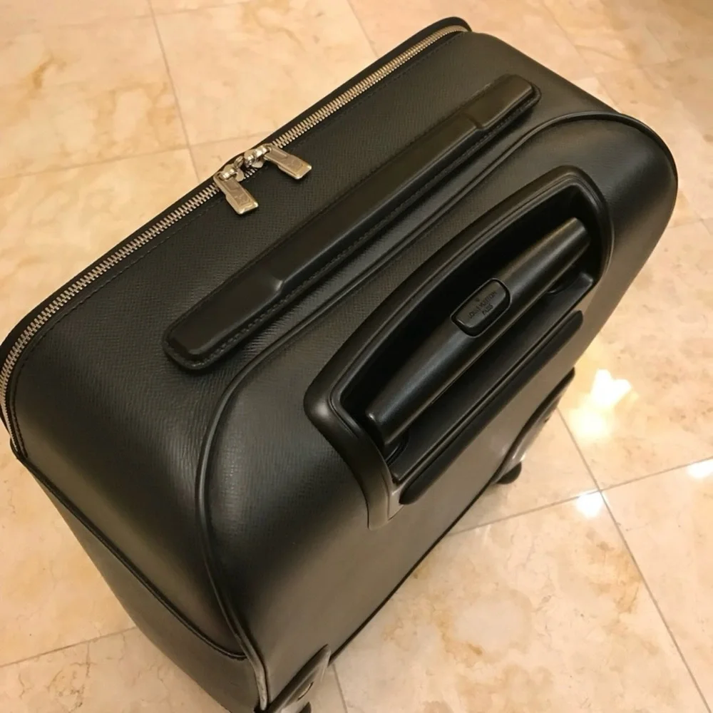 Louis Vuitton black leather pegase 45 luggage suitcase